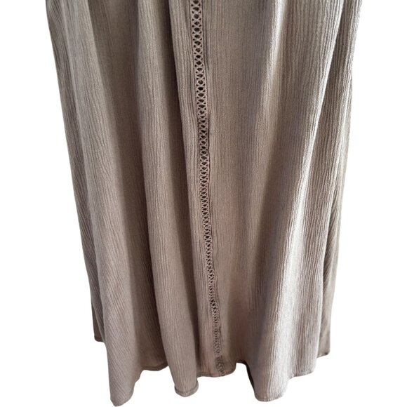 Torrid Women's Taupe Tunic Dress Sz 1 Sleeveless Keyhole Back Gauze Round Neck - Picture 5 of 9